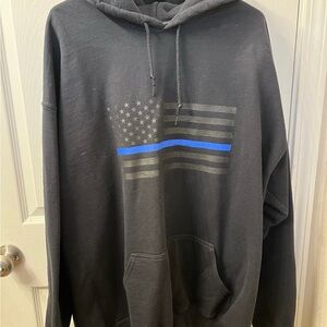 Thin Blue Line Hoodie, distressed, classic 4xl
